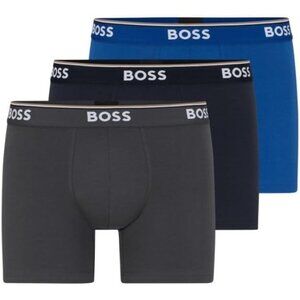 NIP Hugo Boss 3 Pack Power Boxer Brief Underwear Sz S Gray Blue Cotton Stretch